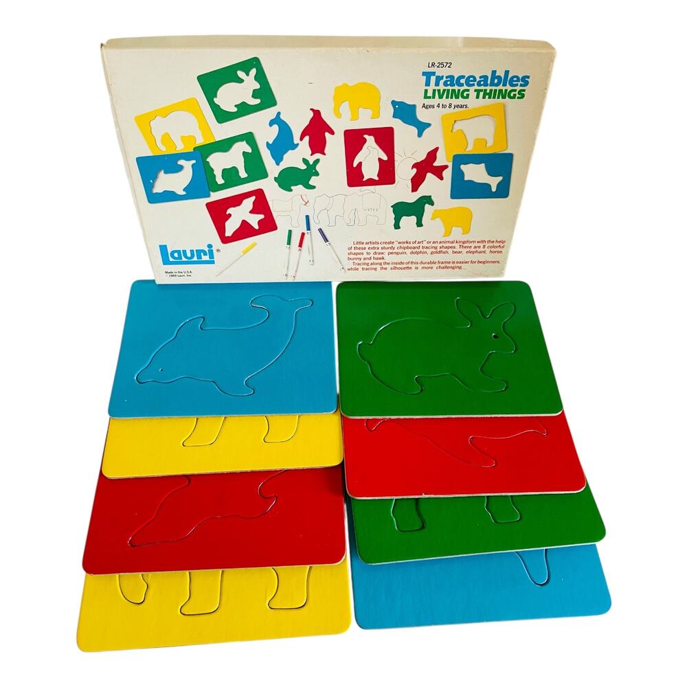 Vintage Lauri Traceables Living Things Ages 4 to 8 Drawing Learning Tool 1989